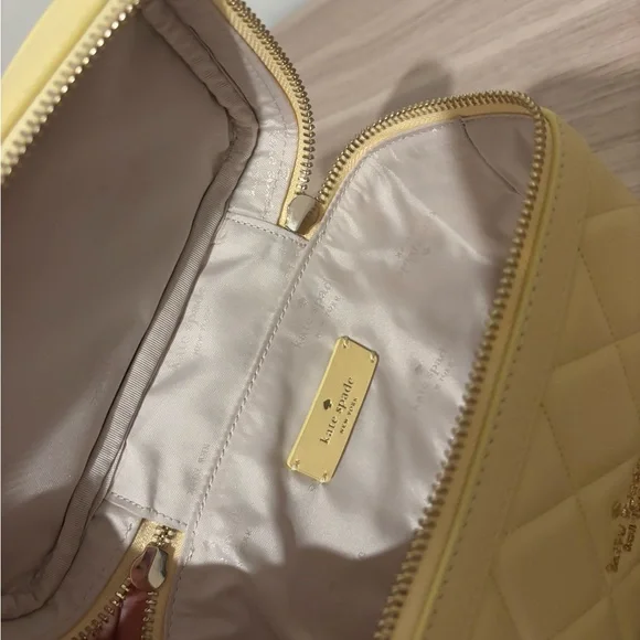 kate spade Quilted Leather Top-Handle Vanity Bag in Pale Yellow - Picture 7 of 9